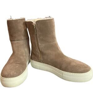 J slides tan suede boosters faux fur lined. Platform sole size 7